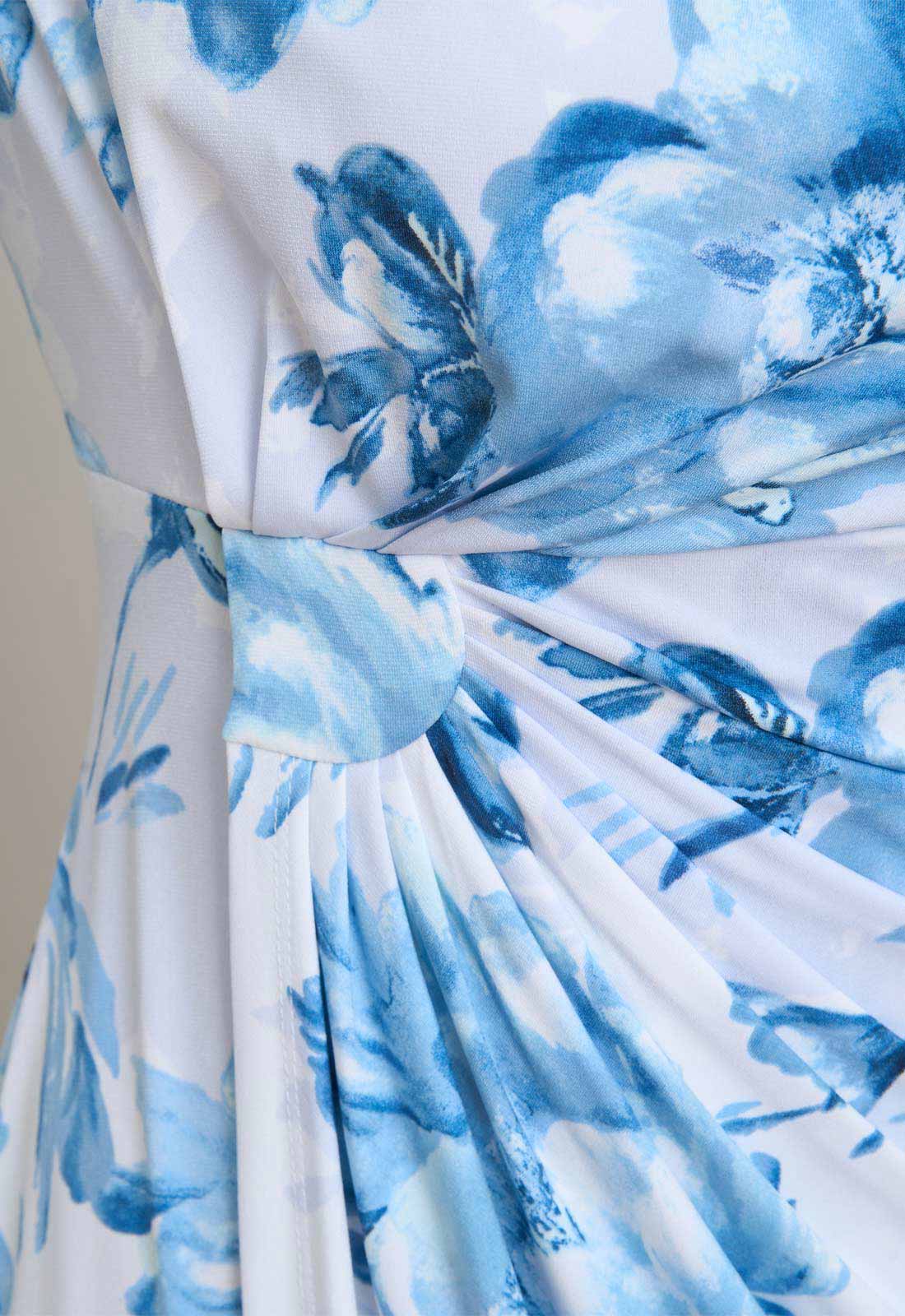 Gina Bacconi BLUE / WHITE Harmony Floral Print Dress