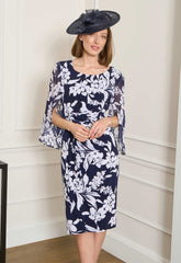 Gina Bacconi NAVY / WHITE Harmony Floral Print Dress