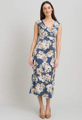 Gina Bacconi Multi Presley Cowl Neck Floral Midi Dress