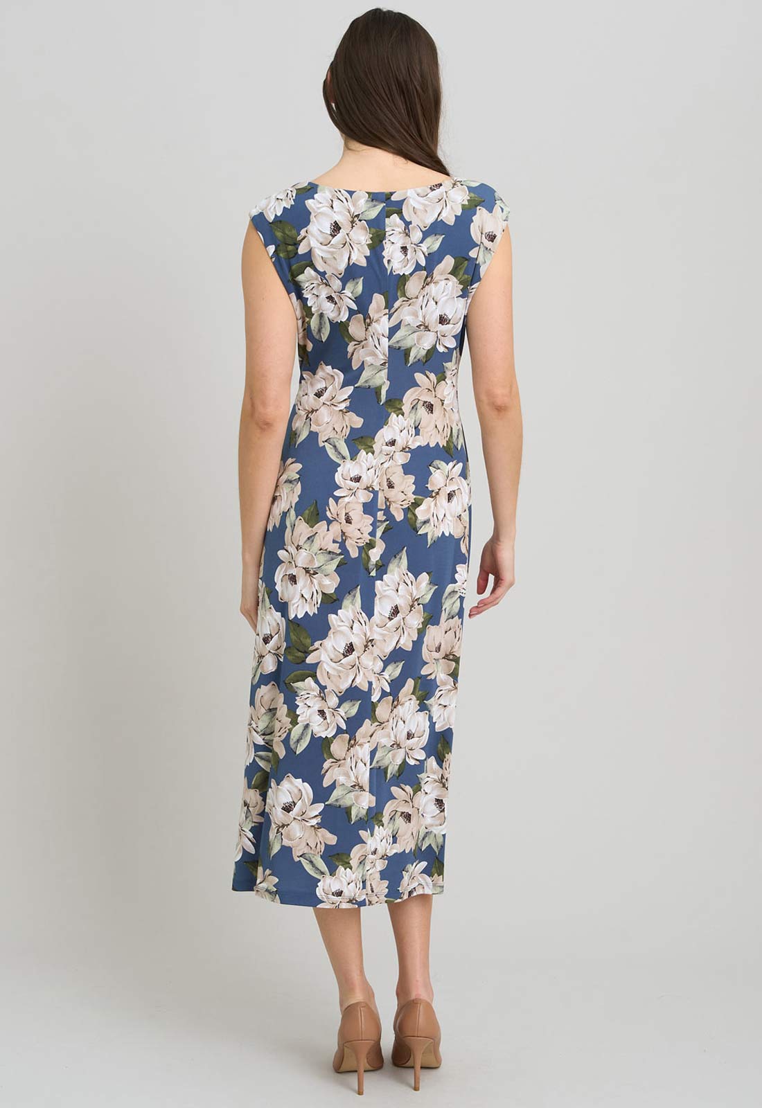 Gina Bacconi Multi Presley Cowl Neck Floral Midi Dress