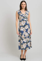 Gina Bacconi Multi Presley Cowl Neck Floral Midi Dress