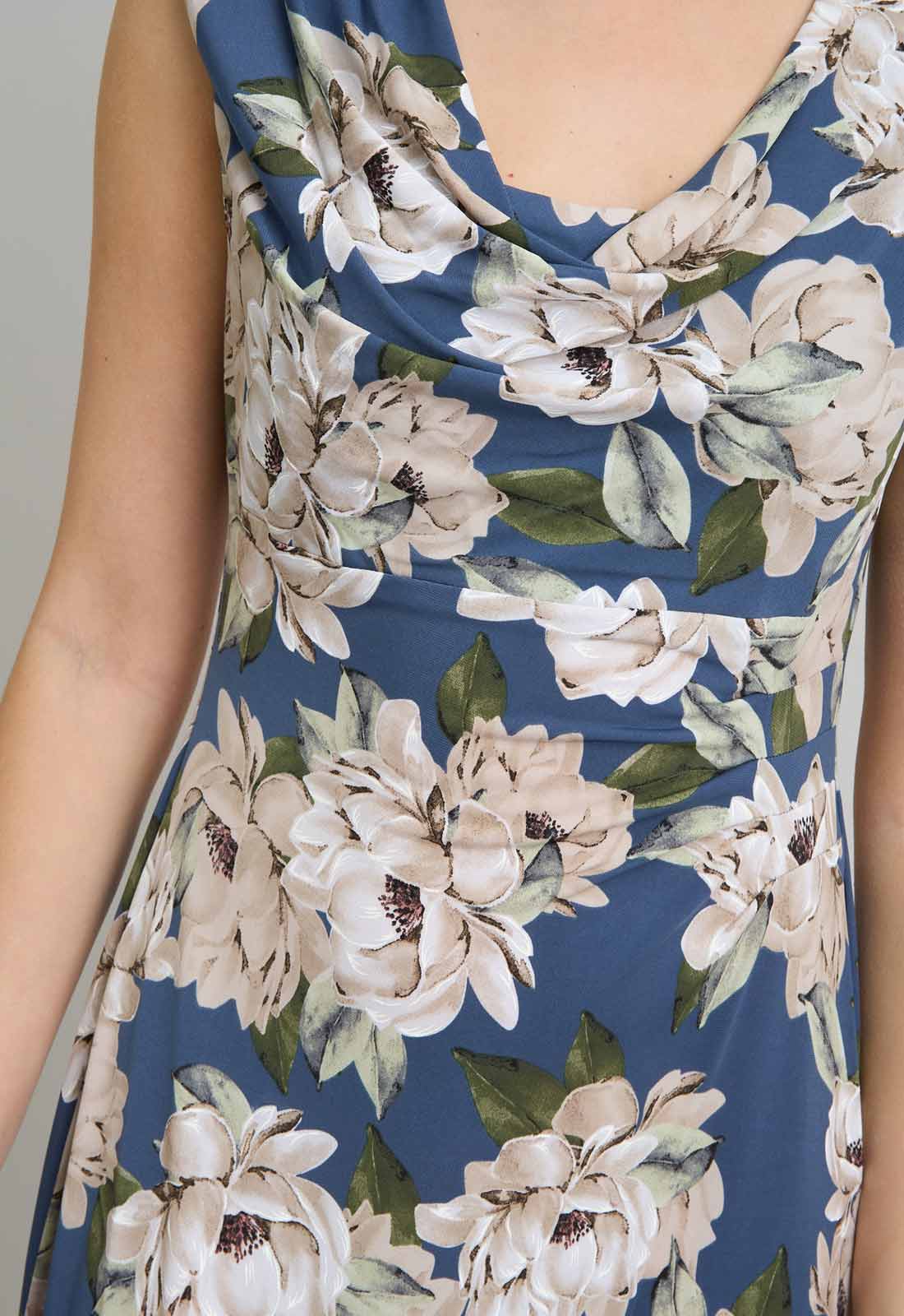 Gina Bacconi Multi Presley Cowl Neck Floral Midi Dress