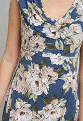 Gina Bacconi Multi Presley Cowl Neck Floral Midi Dress