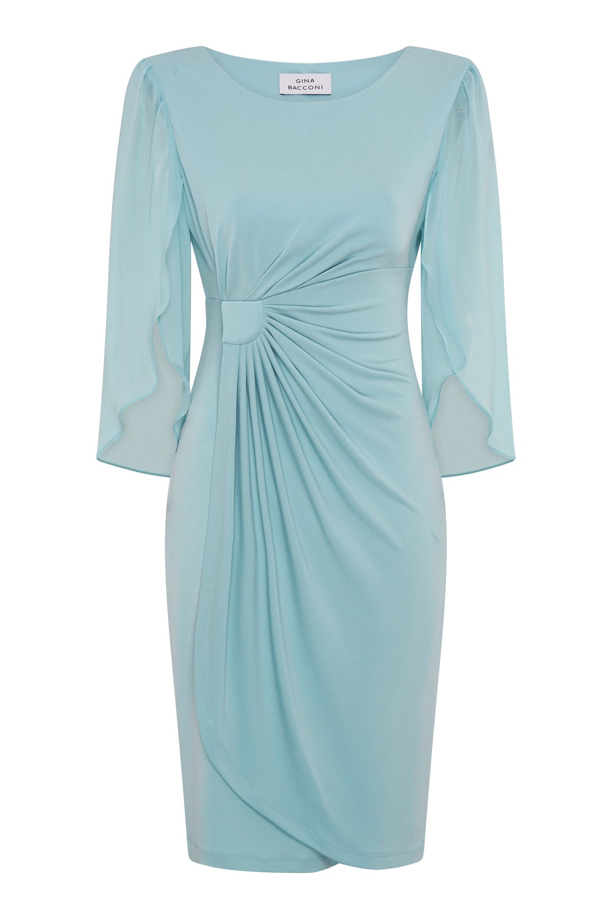 Gina Bacconi AQUA Ryder Faux Wrap Dress With Tulip Sleeve
