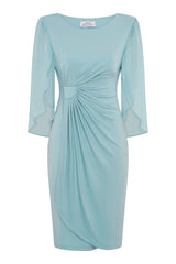 Gina Bacconi AQUA Ryder Faux Wrap Dress With Tulip Sleeve