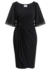 Gina Bacconi BLACK Diamante Trim Dress With Chiffon Sleeves