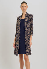 Gina Bacconi Navy and Beige Patsey Mock Dress And Jacket