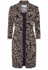 Gina Bacconi Navy and Beige Patsey Mock Dress And Jacket