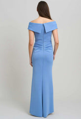 Gina Bacconi BLUE Victoria Maxi Dress With Side Ruching