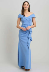 Gina Bacconi BLUE Victoria Maxi Dress With Side Ruching