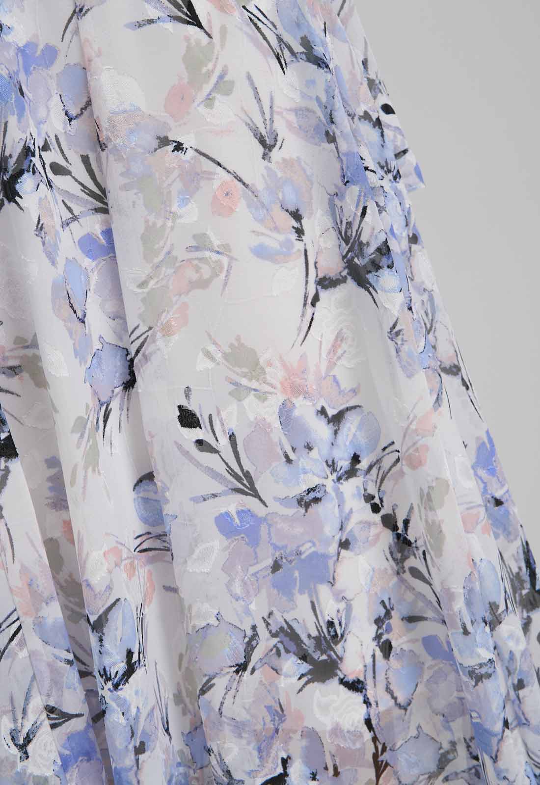 Gina Bacconi Ivory Yana Floral Printed Cowl Midi Dress & Scarf