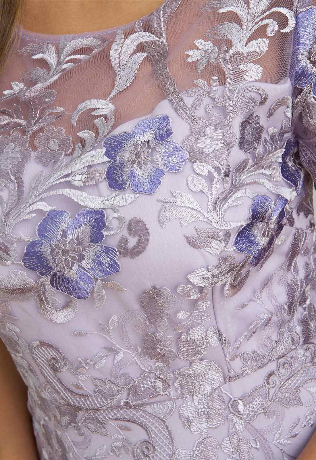 Gina Bacconi Lavendar Mildred Lace Midi Dress