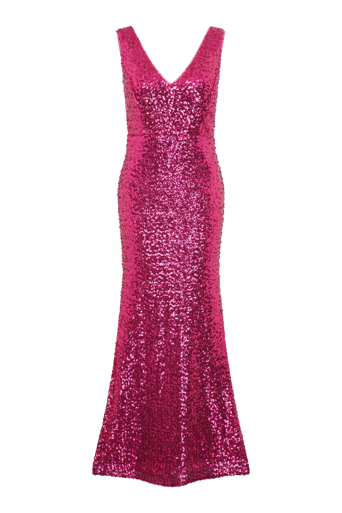 Gina Bacconi FUCHSIA Miller Sequin V Neck Maxi Dress
