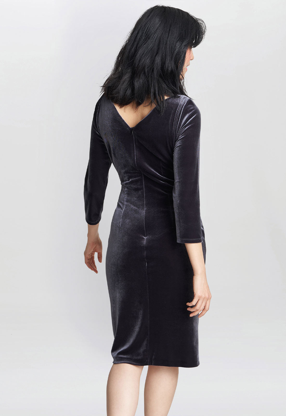 Gina Bacconi Grey Zoe Velvet Wrap Dress
