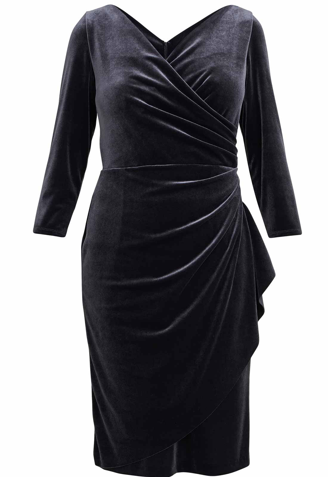 Gina Bacconi Grey Zoe Velvet Wrap Dress