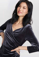 Gina Bacconi Grey Zoe Velvet Wrap Dress