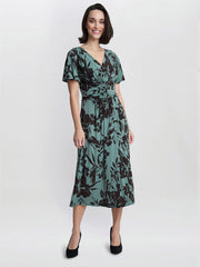 Gina Bacconi Green Heidi Jersey Print Dress