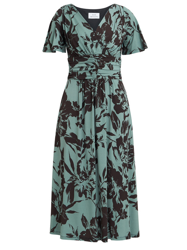Gina Bacconi Green Heidi Jersey Print Dress