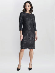Gina Bacconi Black Angelina Sequin Shift Dress