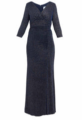 Gina Bacconi  Navy Eugenie Metallic Maxi Dress