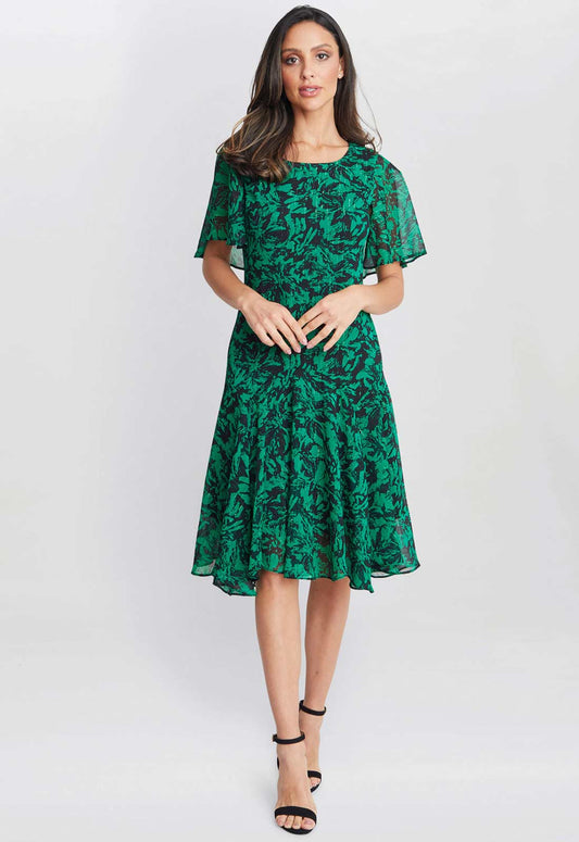 Gina Bacconi Gold Annette Chiffon Dress