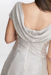 Gina Bacconi Champagne Alivia Metallic Cowl Maxi Dress