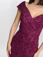 Gina Bacconi Burgundy Brigette Off The Shoulder Lace Maxi Dress