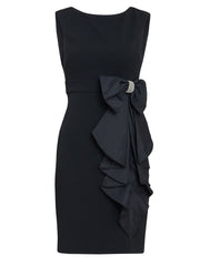 Gina Bacconi Black Arabella Crepe Taffeta Combo Dress