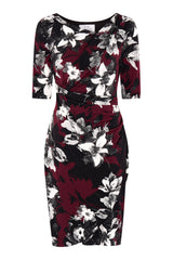 Gina Bacconi Black / Red Andee Floral Jersey Dress