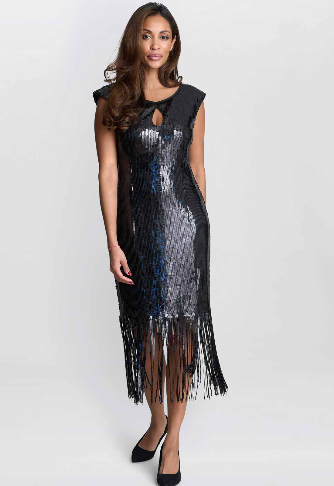 Gina Bacconi Black Breanna Sequin Cocktail Dress