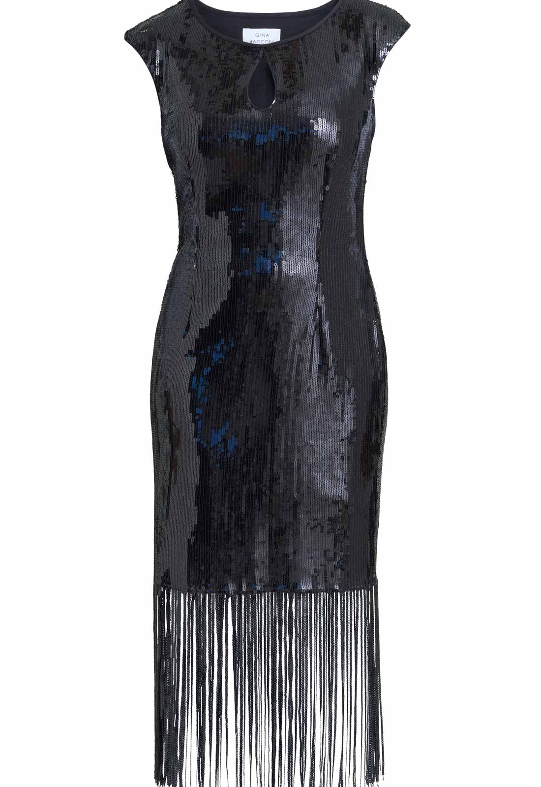 Gina Bacconi Black Breanna Sequin Cocktail Dress