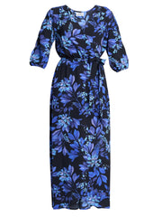 Gina Bacconi Black / Blue Emilyn Floral Print Dress