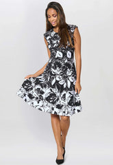 Gina Bacconi Black & White Jess Floral Dress