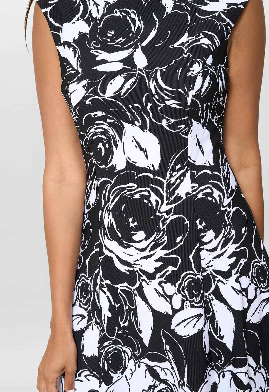 Gina Bacconi Black & White Jess Floral Dress