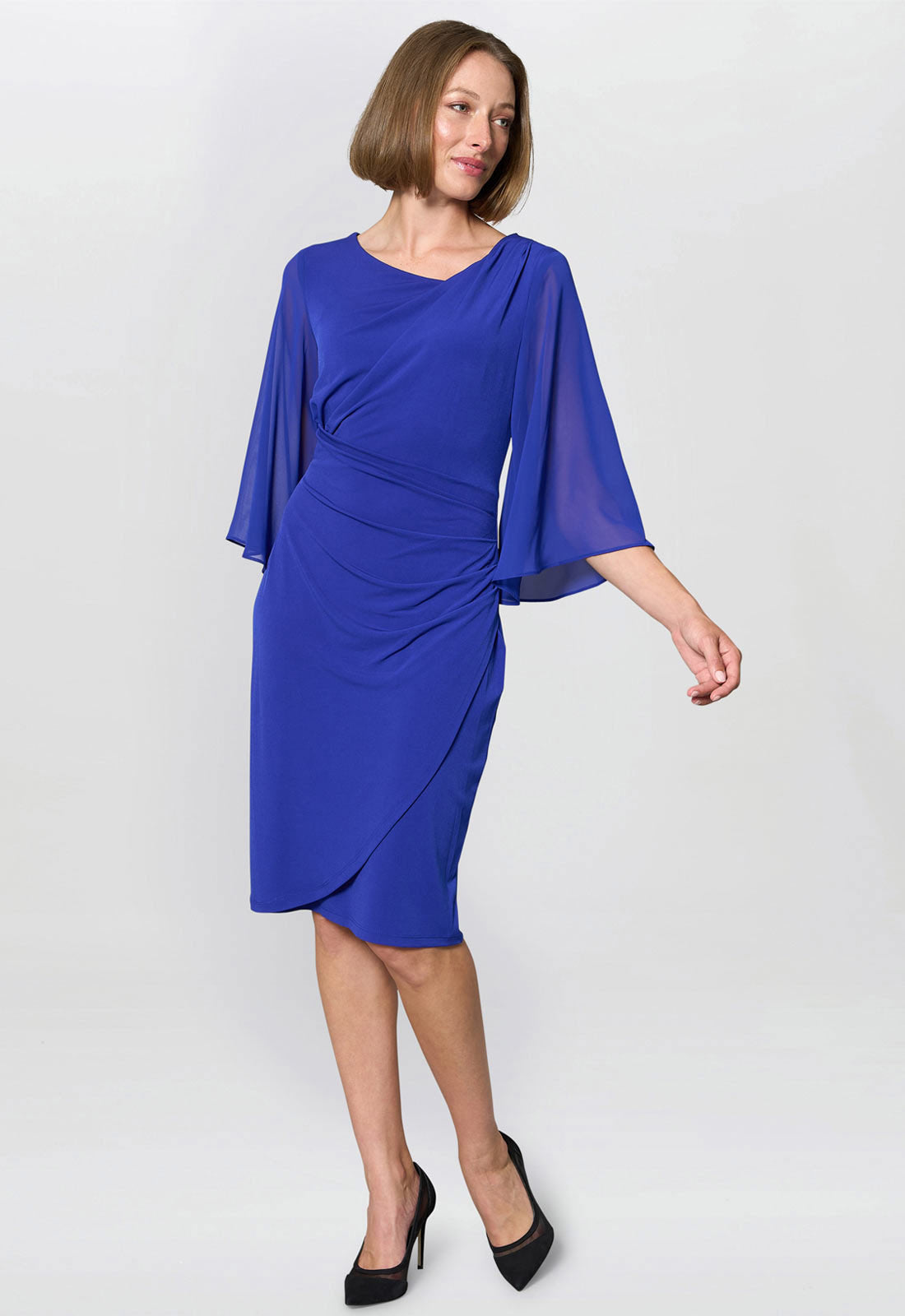 Gina Bacconi Cobalt Jo Draped Jersey Dress