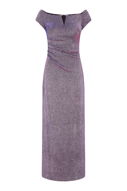 Gina Bacconi Black / Pink Katie Off Shoulder Maxi Dress