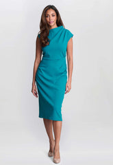 Gina Bacconi Aqua Margaret Sleek Midi Dress
