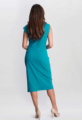 Gina Bacconi Aqua Margaret Sleek Midi Dress