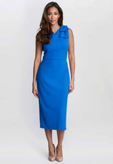 Gina Bacconi Blue Maddie One-Shoulder Ruffle Midi Dress