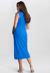 Gina Bacconi Blue Maddie One-Shoulder Ruffle Midi Dress