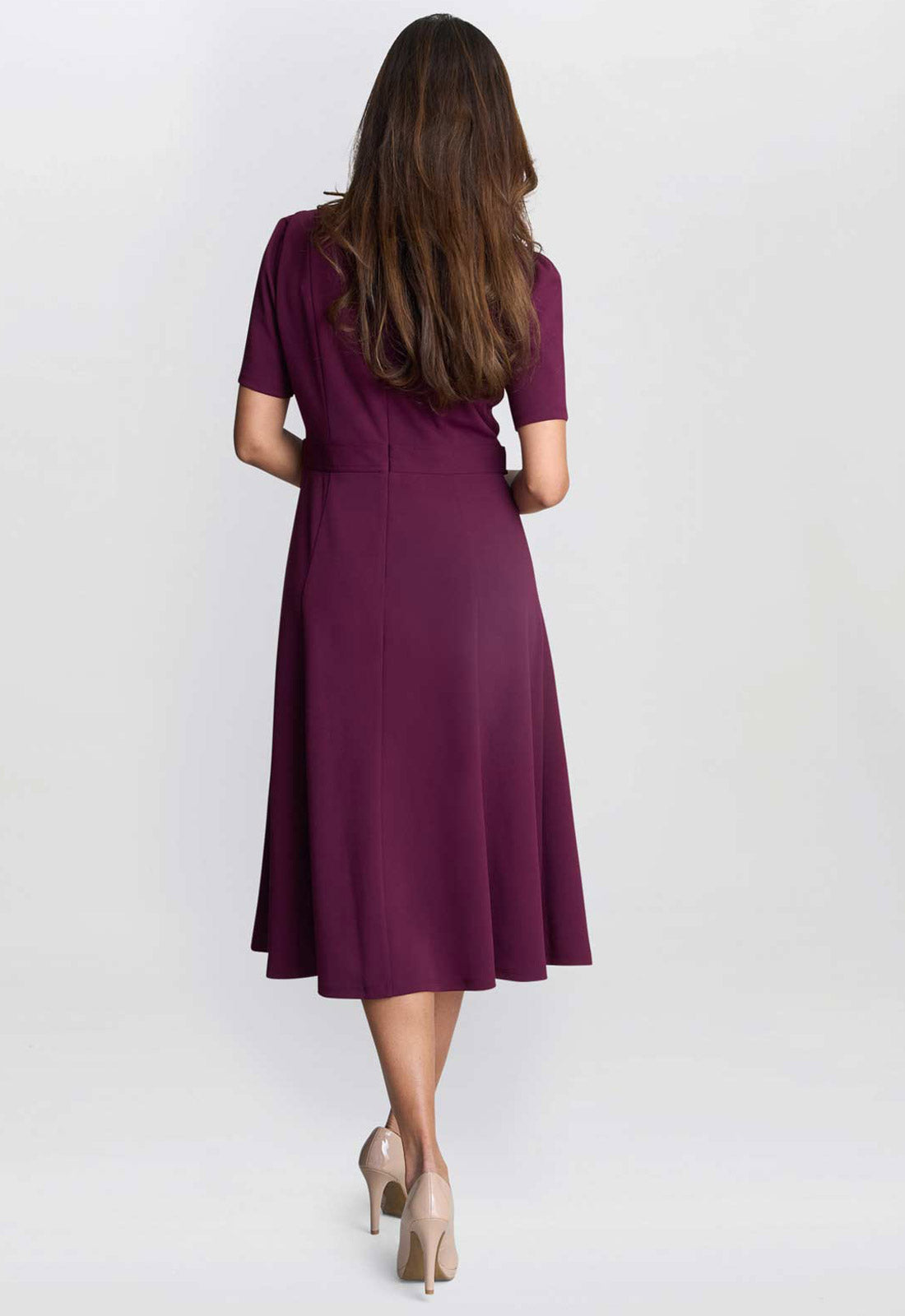 Gina Bacconi Burgundy Mel Fit And Flare Midi Dress