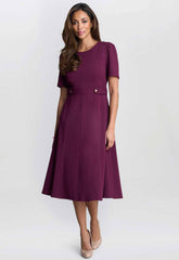 Gina Bacconi Burgundy Mel Fit And Flare Midi Dress
