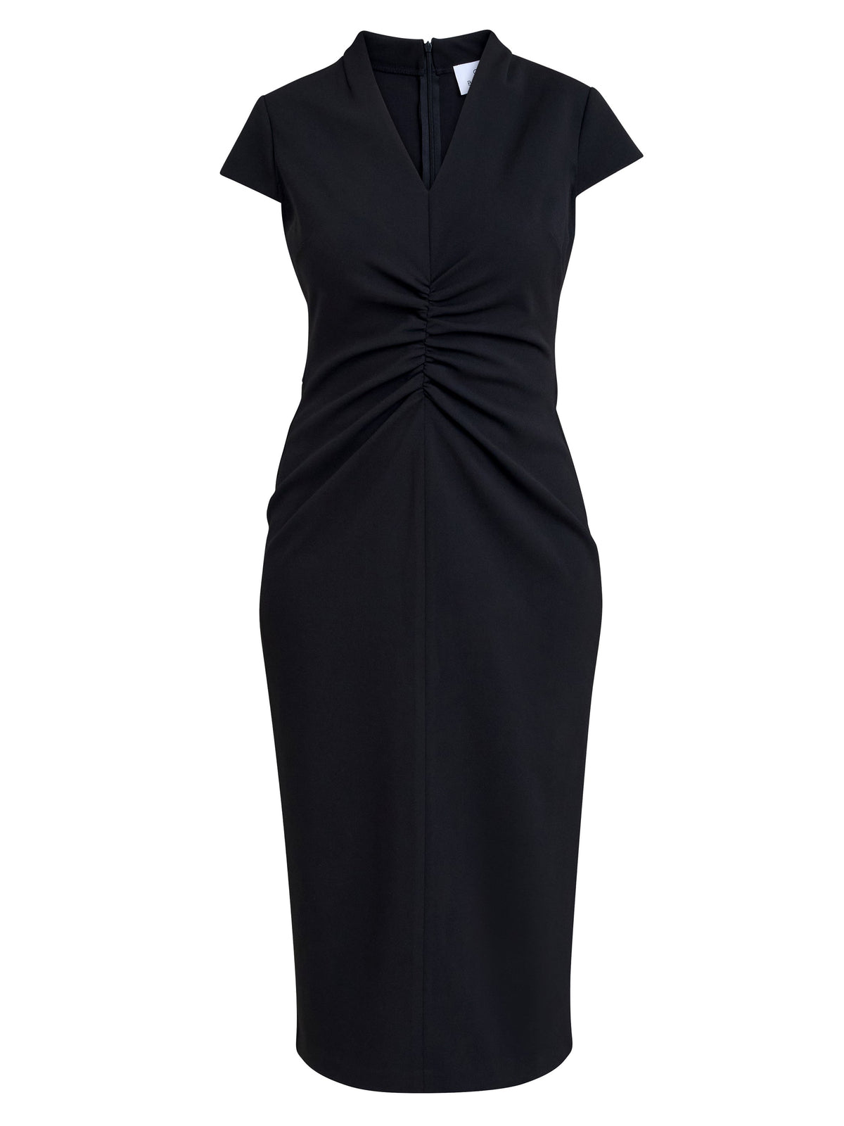 Gina Bacconi Black Maurine Ruched Midi Dress
