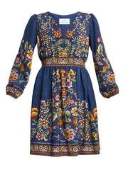 Gina Bacconi Blue / Pink Liberty Embroidered Dress