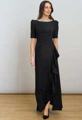 Gina Bacconi Black Paola Beaded Neck Maxi Dress