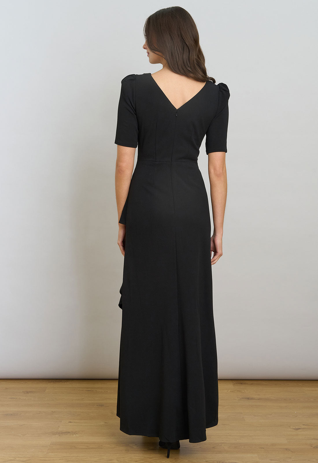 Gina Bacconi Black Paola Beaded Neck Maxi Dress