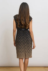 Gina Bacconi Black / Beige Sofie Print Dress With Belt