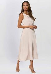Gina Bacconi Cream Sandy Sleeveless Midi Dress