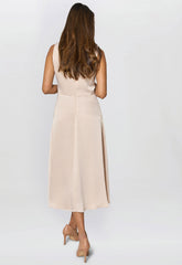 Gina Bacconi Cream Sandy Sleeveless Midi Dress