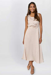 Gina Bacconi Cream Sandy Sleeveless Midi Dress